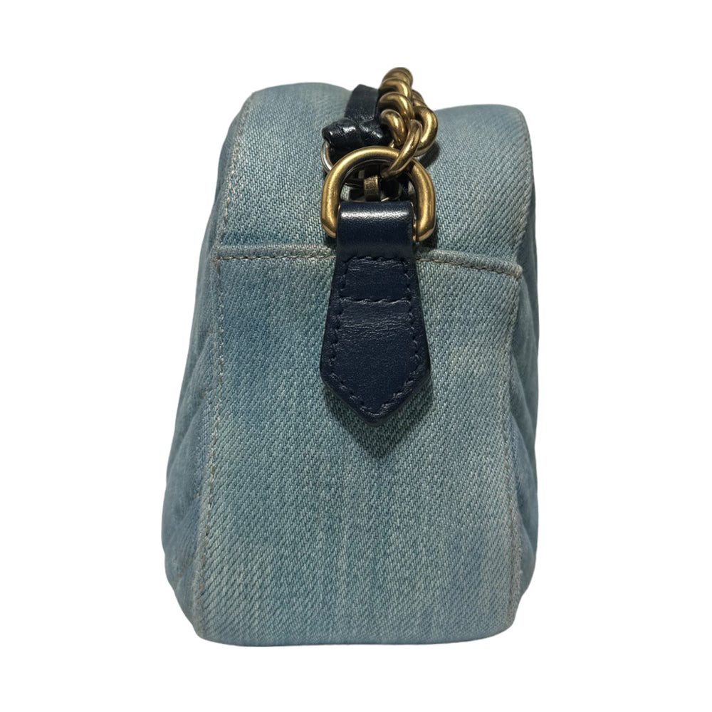 GUCCI GG Marmont Kette Umhängetasche Denim LHQ261