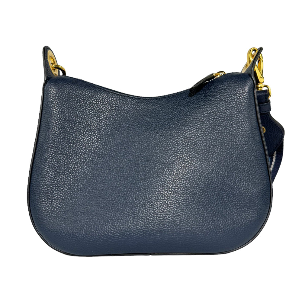 PRADA Vitello Phenix Bolso de hombro de cuero azul marino LHQ264