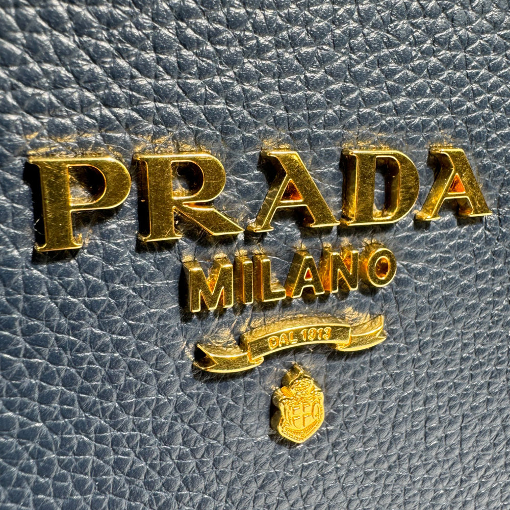 PRADA Vitello Phenix Navy Leder Umhängetasche LHQ264