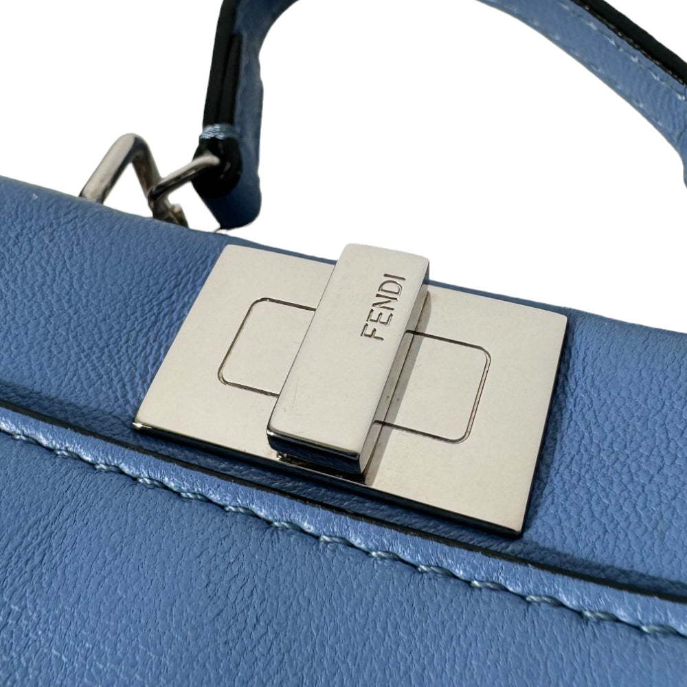 FENDI Micro Peekaboo Selleria Blue With Strap LHQ265