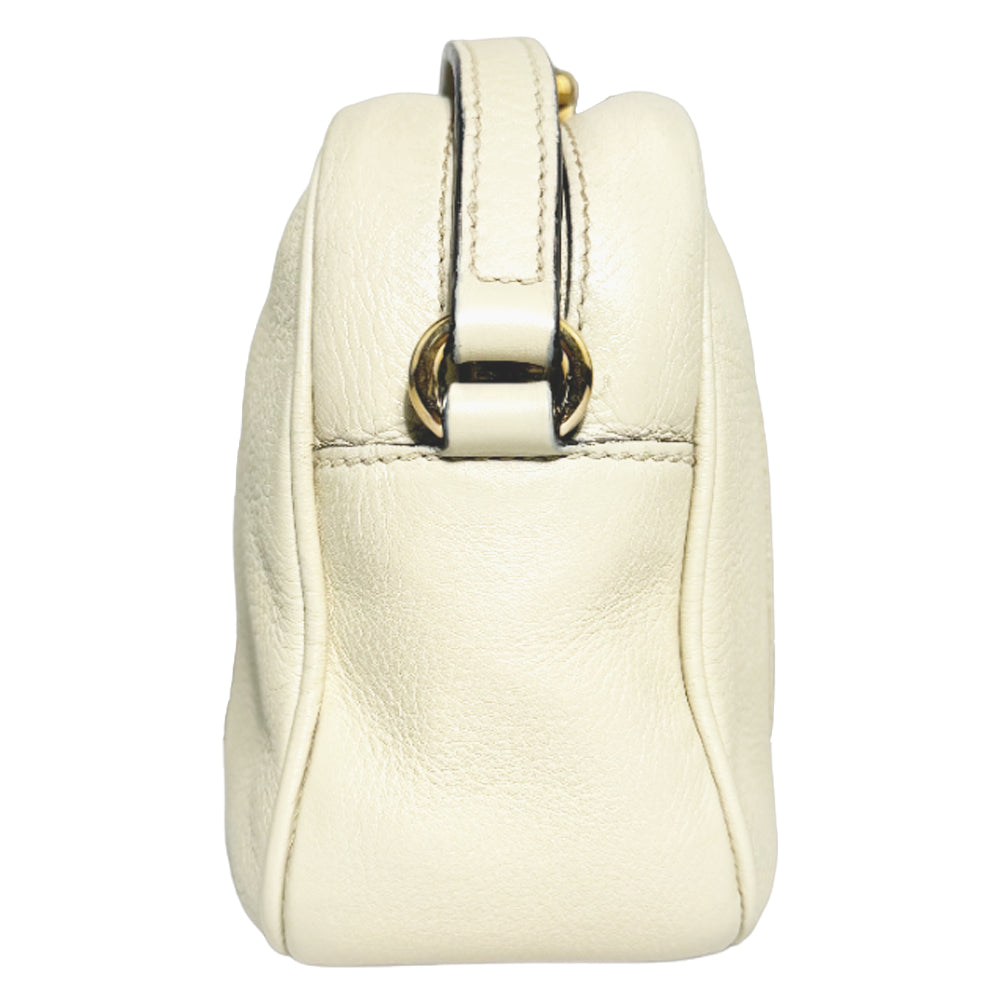 GUCCI Soho Quaste Disco Schulter Crossbody Tasche Creme Leder LHQ266