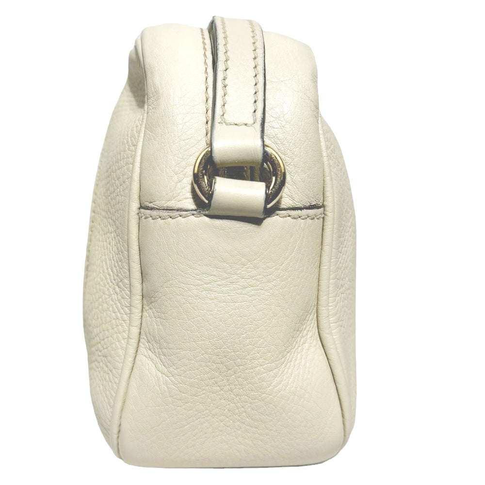 GUCCI Soho Quaste Disco Schulter Crossbody Tasche Creme Leder LHQ266