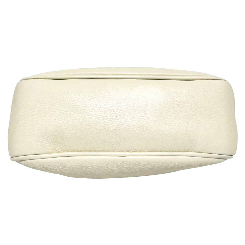 GUCCI Soho Quaste Disco Schulter Crossbody Tasche Creme Leder LHQ266