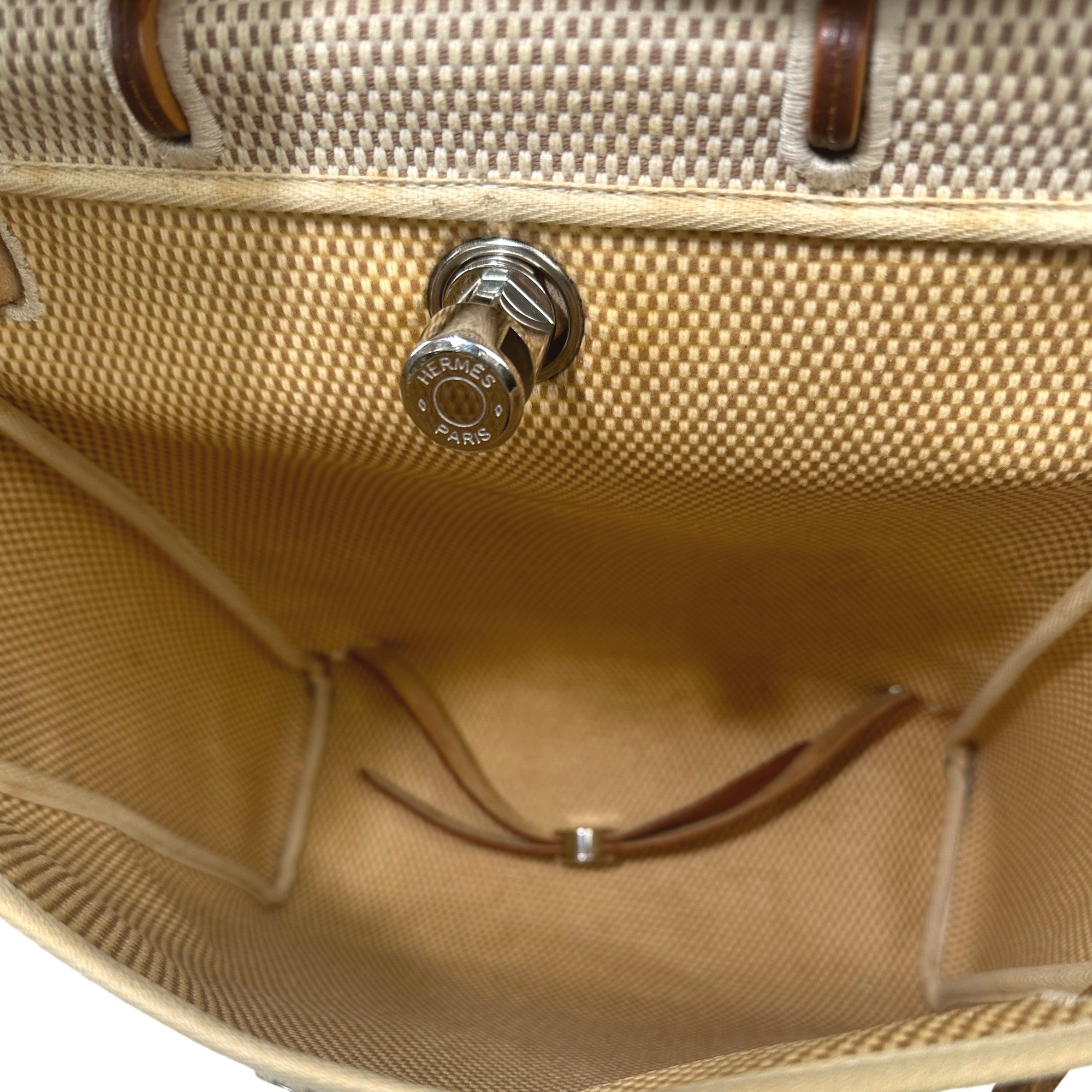 HERMES Her Bolso 2 en 1 Beige Lienzo Piel Mochila Bolso LHQ27