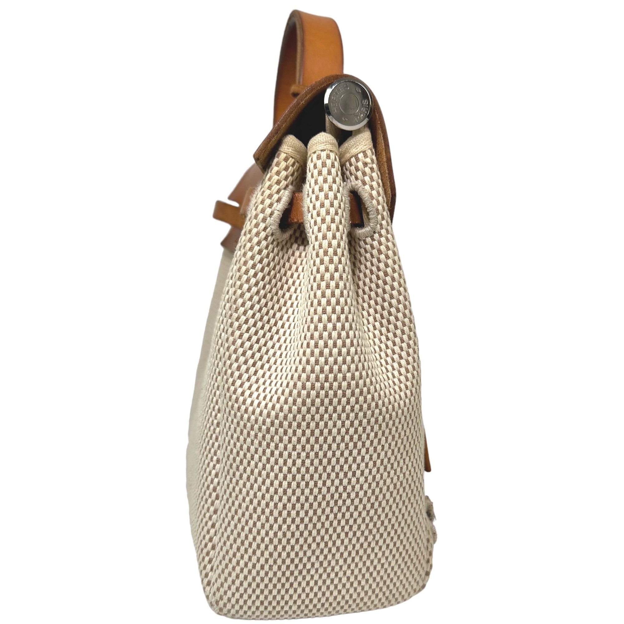 HERMES Her Bolso 2 en 1 Beige Lienzo Piel Mochila Bolso LHQ27