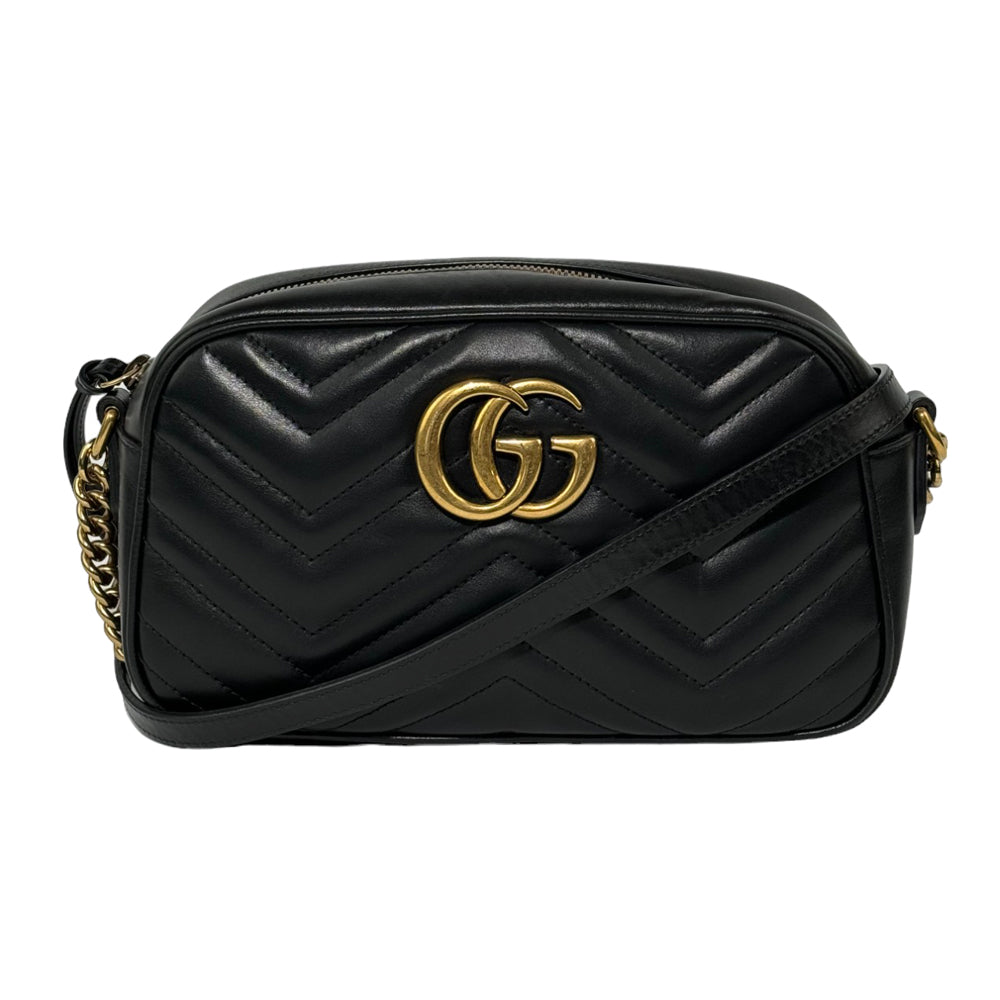 GUCCI GG Marmont Chain Shoulder Bag Black LHQ272