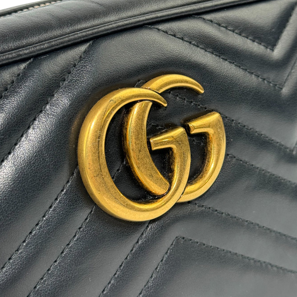 GUCCI GG Marmont Chain Shoulder Bag Black LHQ272