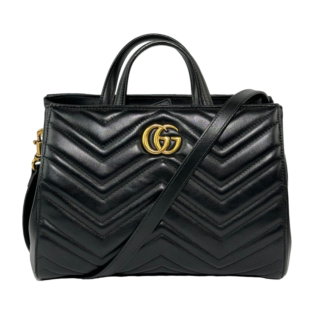 GUCCI GG Marmont Matelasse Borsa a tracolla a 2 vie in pelle nera LHQ275