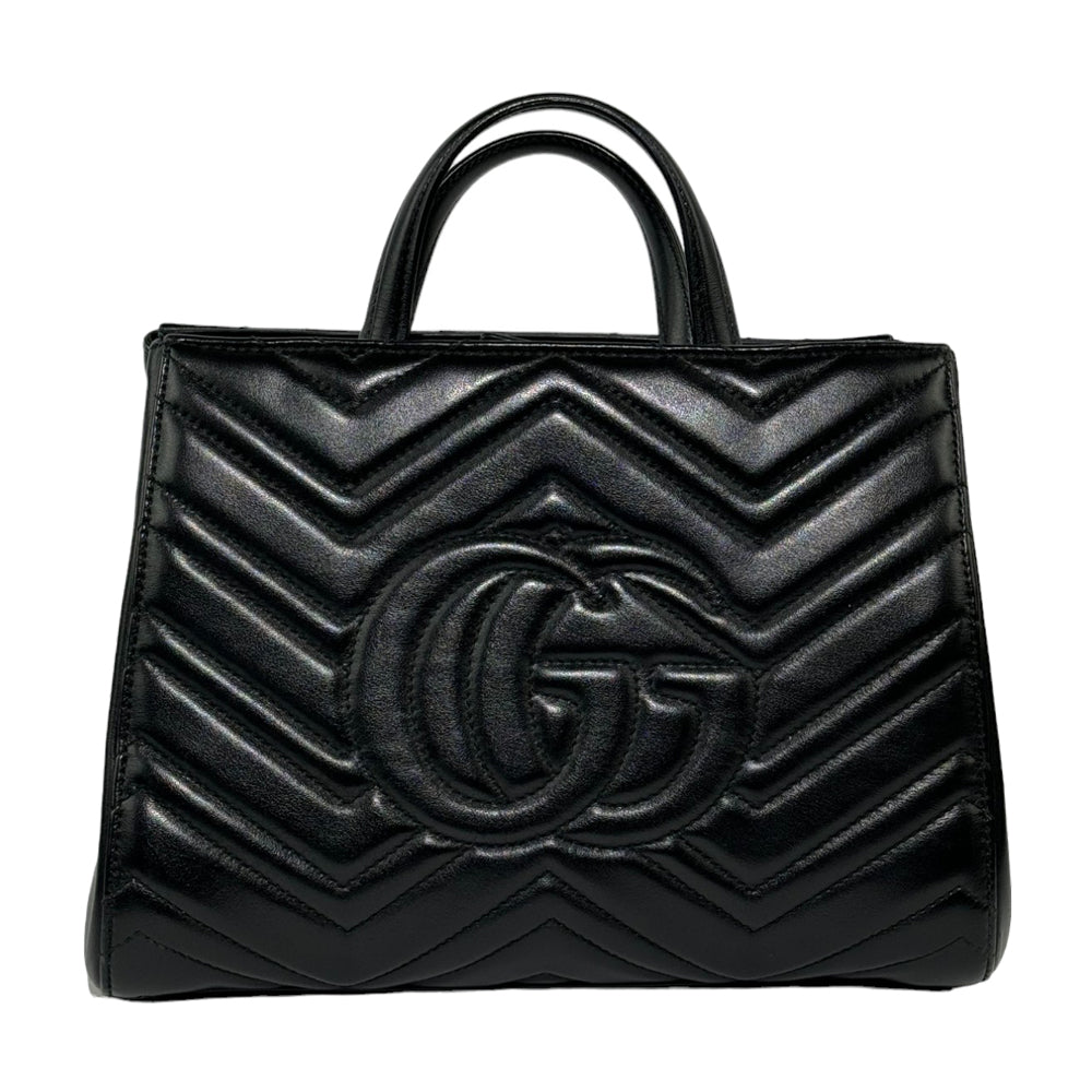 GUCCI GG Marmont Matelasse Black Leather 2 Way Shoulder Bag LHQ275