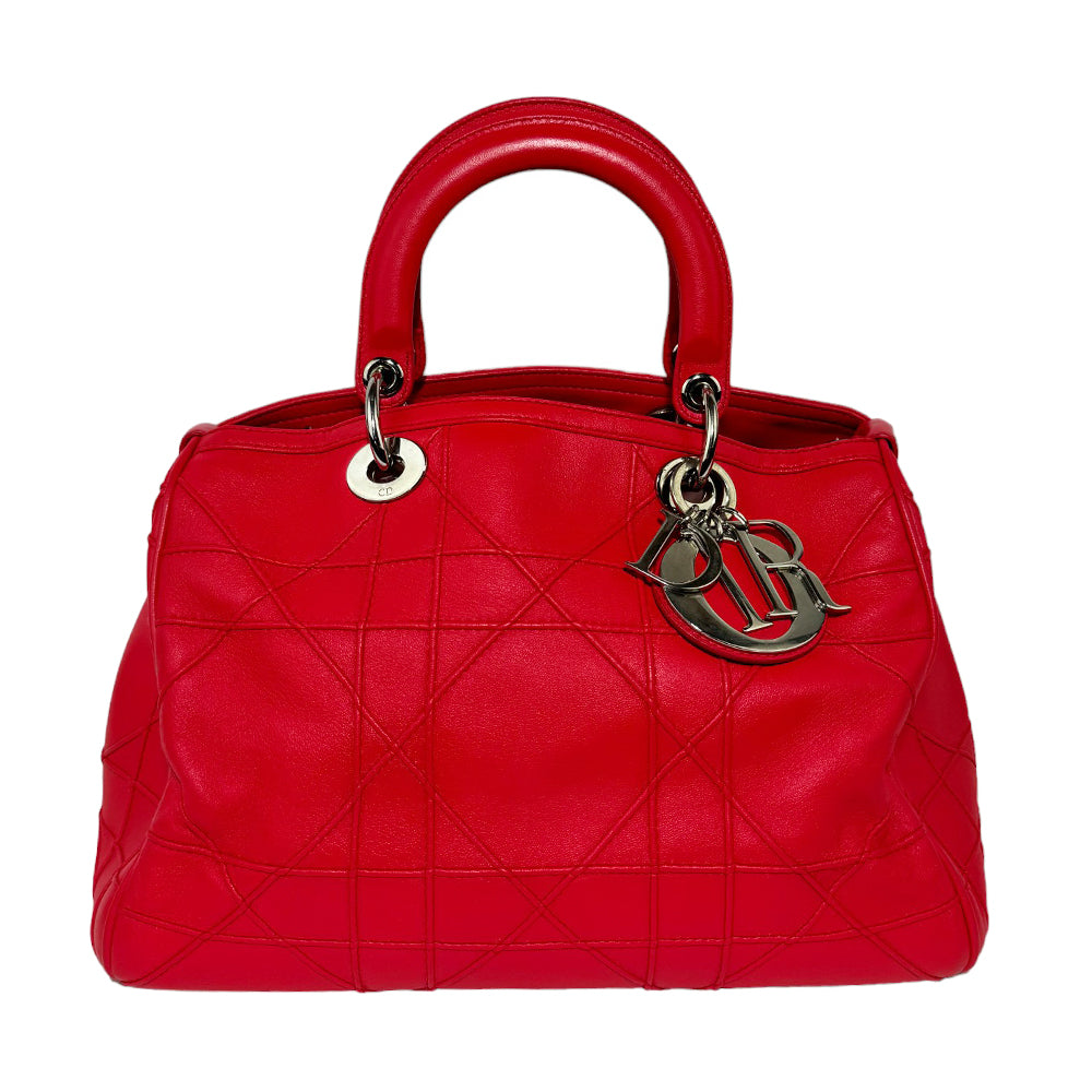 CHRISTIAN DIOR Cannage Granville Shoulder Bag Red Leather LHQ280