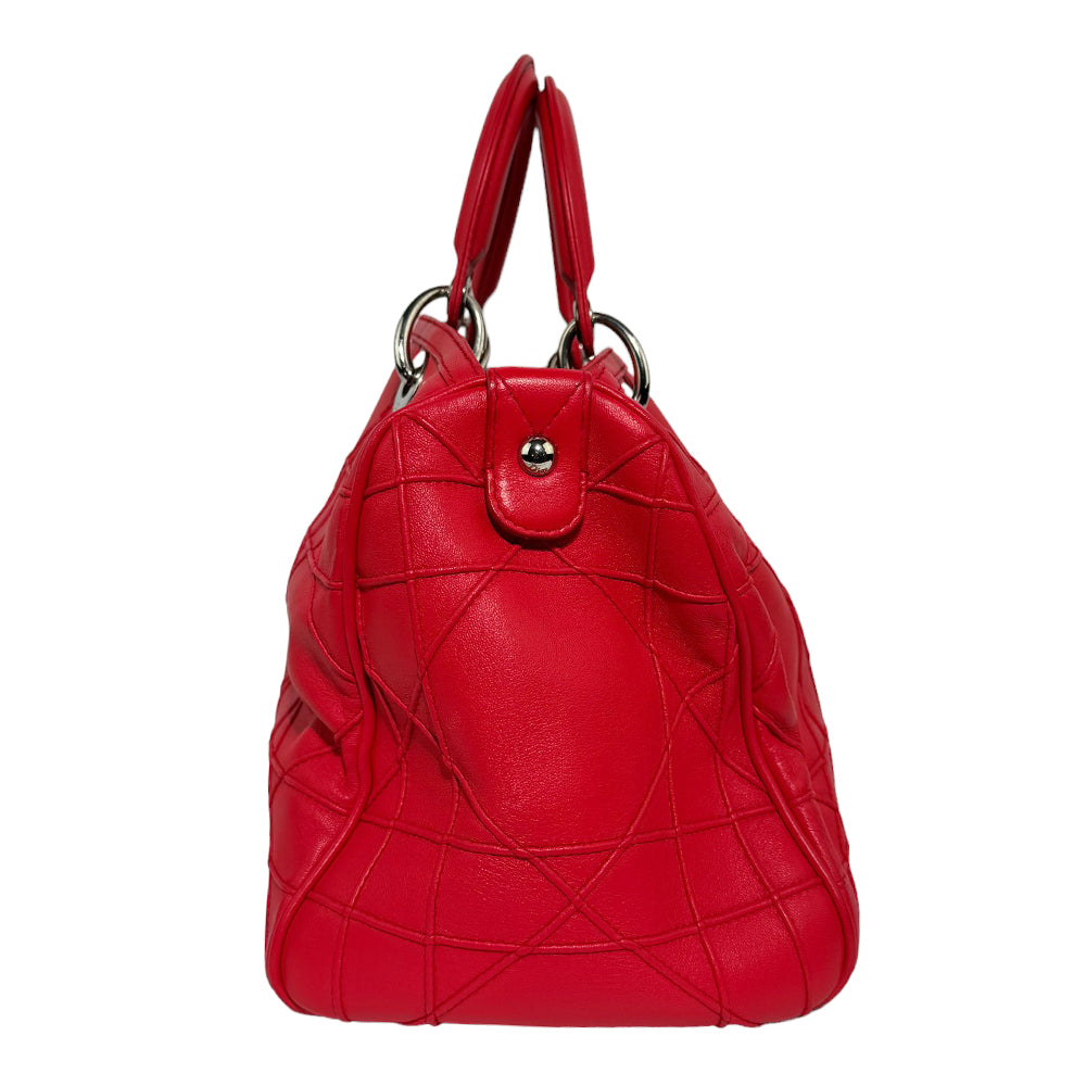 CHRISTIAN DIOR Cannage Granville Bolso de hombro de cuero rojo LHQ280