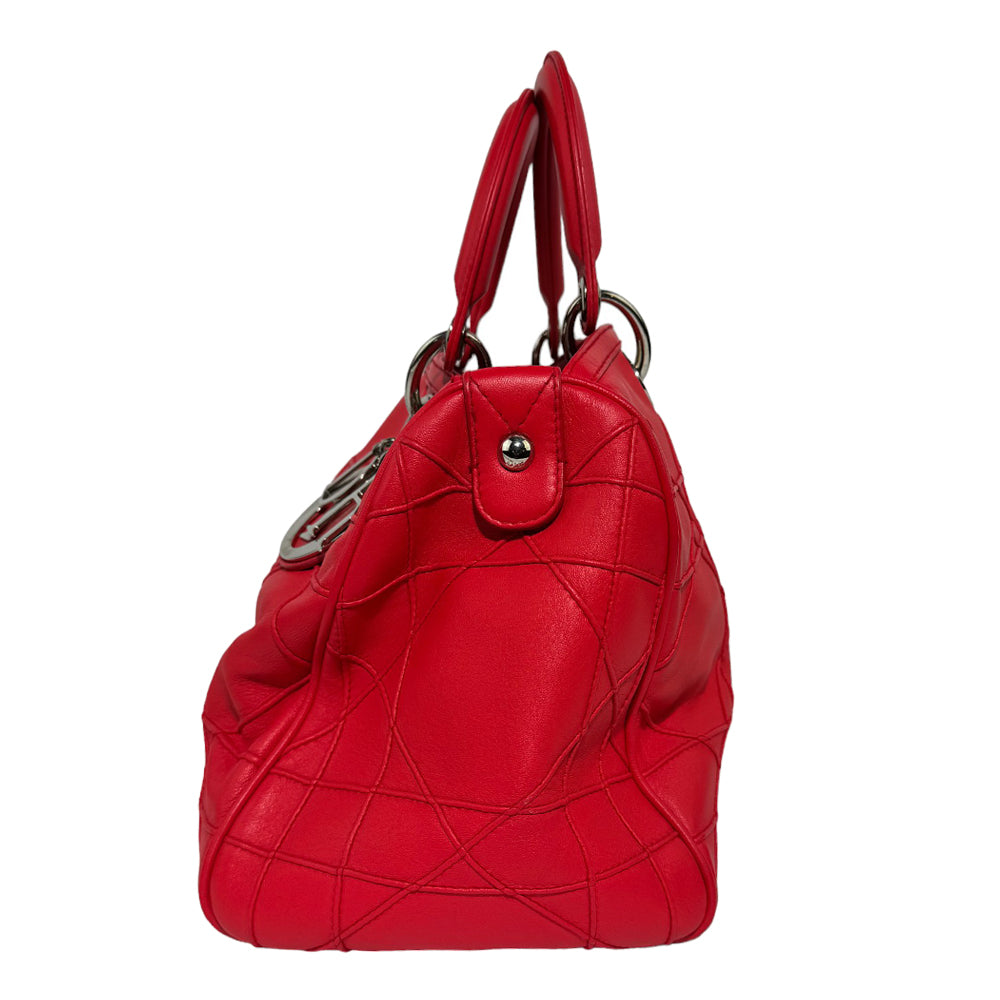 CHRISTIAN DIOR Cannage Granville Bolso de hombro de cuero rojo LHQ280