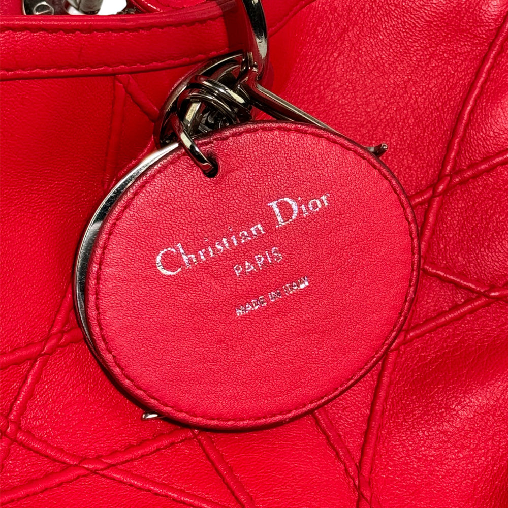 CHRISTIAN DIOR Cannage Granville Bolso de hombro de cuero rojo LHQ280