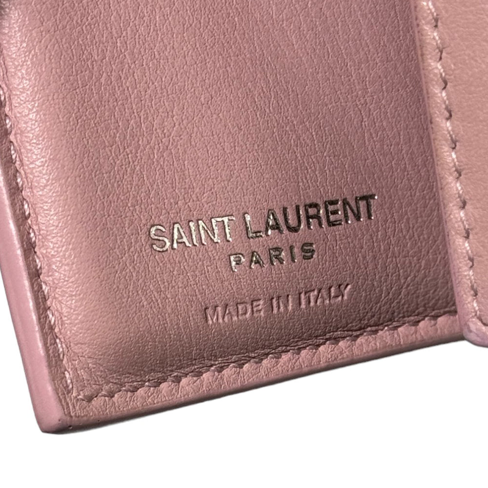 YVES SAINT LAURENT Borsellino Tri-Fold in pelle rosa LHQ283