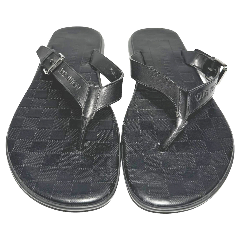 LOUIS VUITTON Mens Damier Black Sandals Size UK 8.5 LHQ284