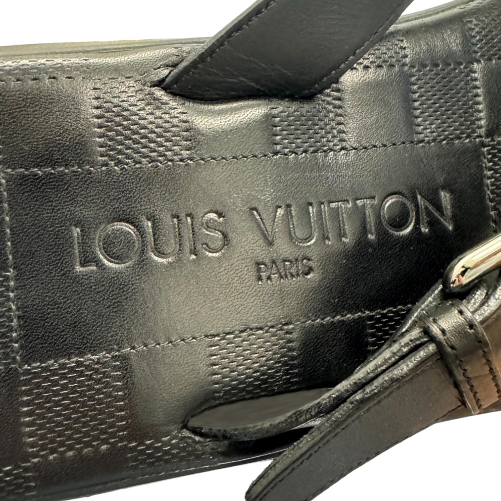 LOUIS VUITTON Mens Damier Black Sandals Size UK 8.5 LHQ284