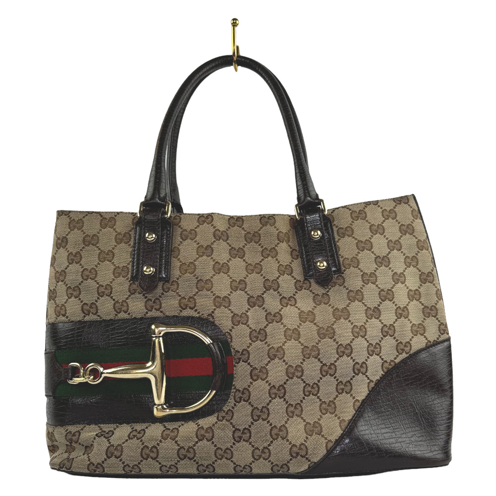 GUCCI Sherry Line Tote Bag With Horsebit LHQ285