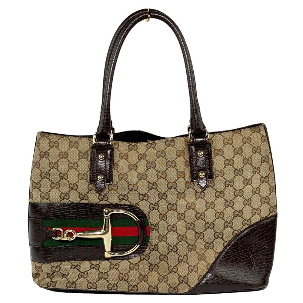 GUCCI Sherry Line Tote Bag With Horsebit LHQ285