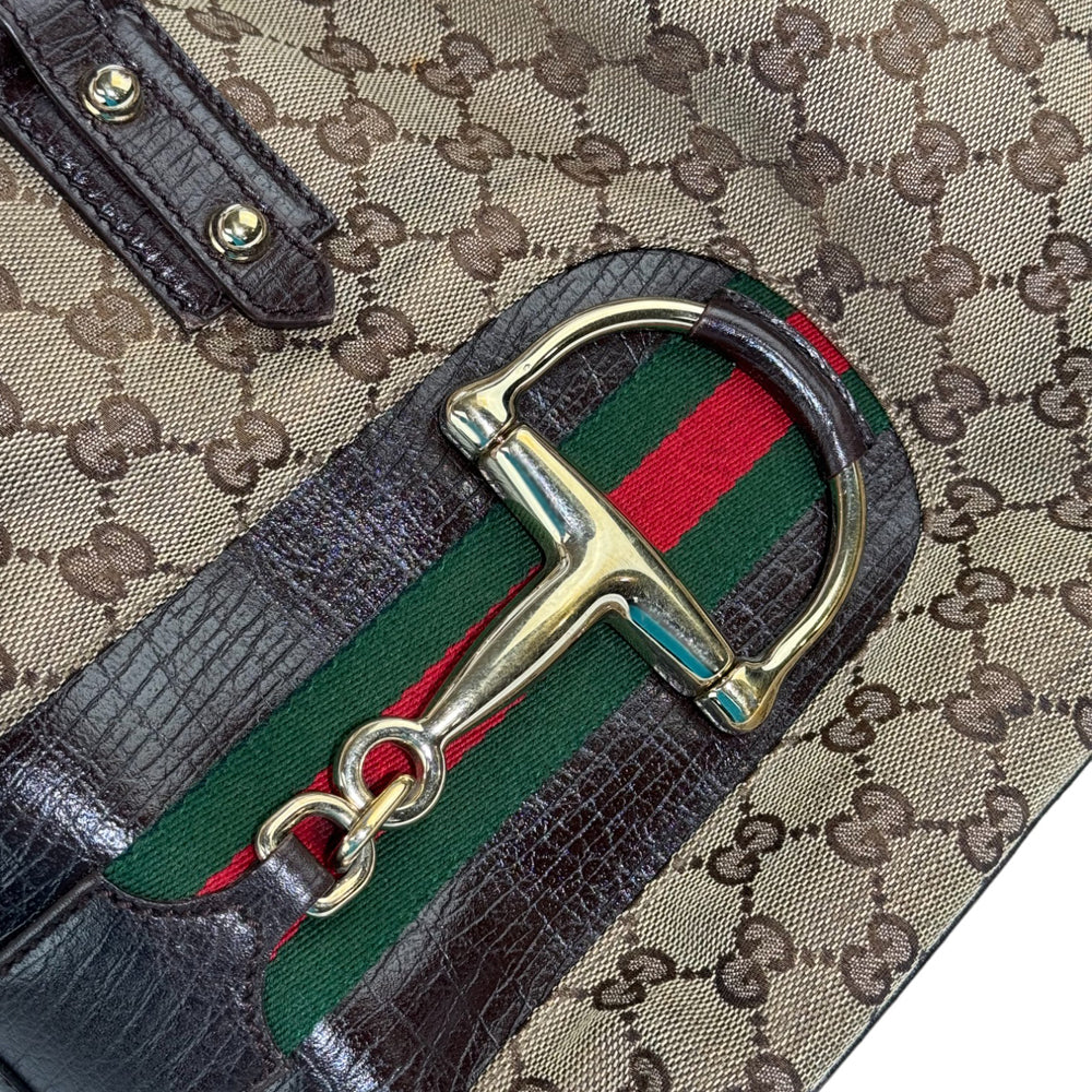 GUCCI Sherry Line Tote Bag With Horsebit LHQ285