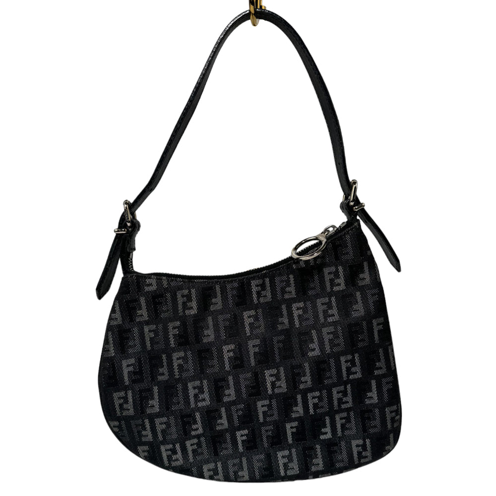 FENDI Zucchino Black Denim Shoulder Bag LHQ286