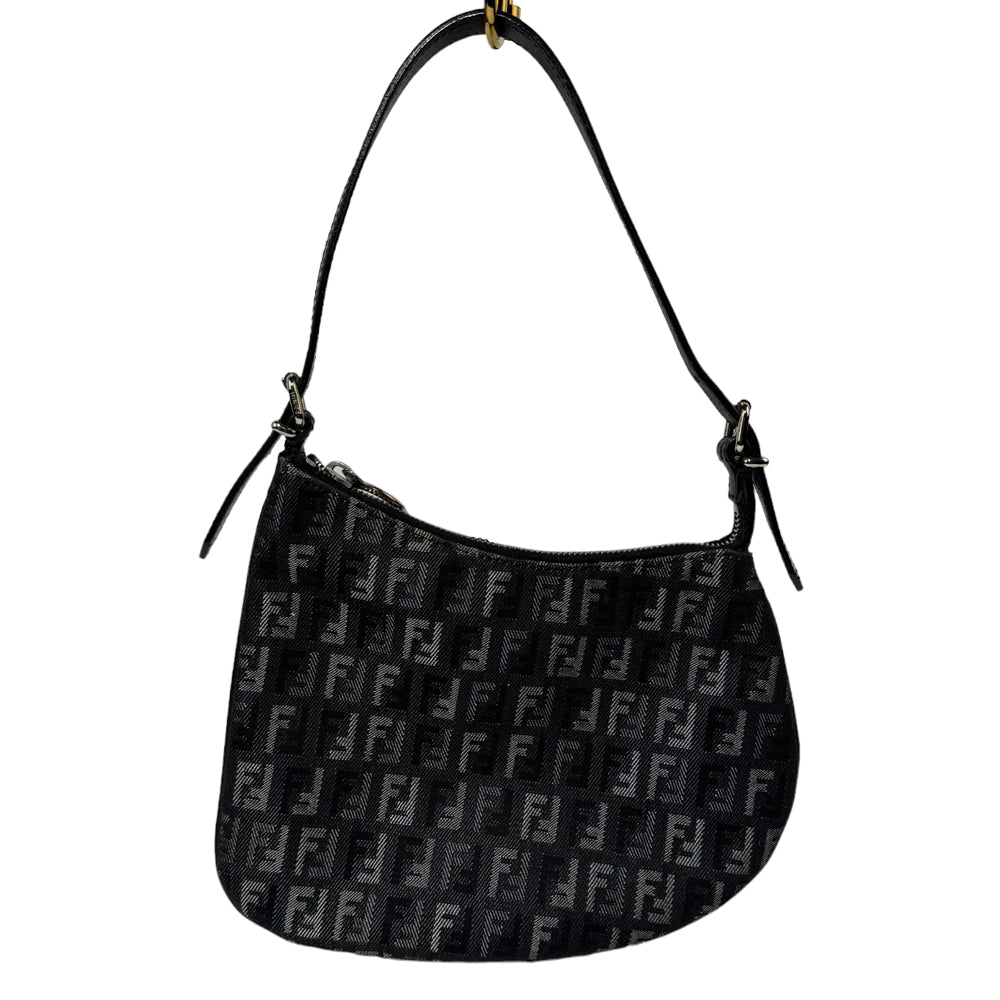 FENDI Zucchino Black Denim Shoulder Bag LHQ286