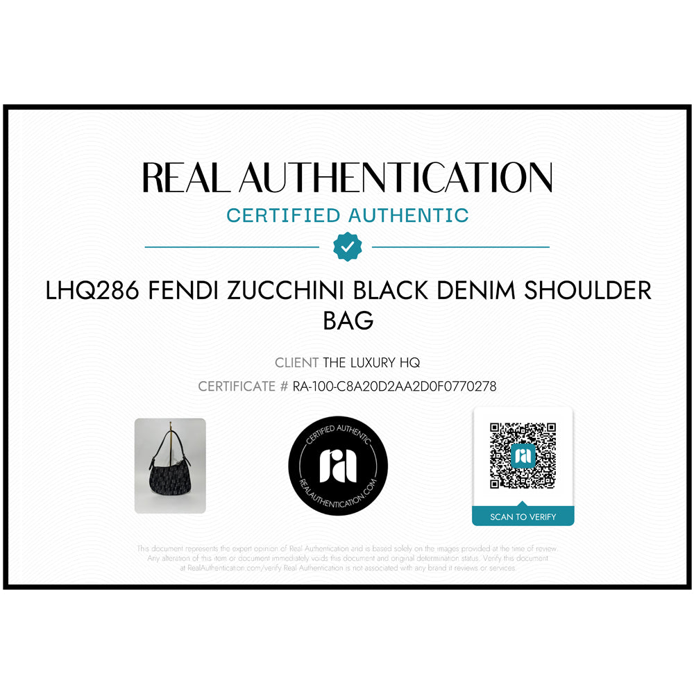 FENDI Zucchino Schwarz Denim Umhängetasche LHQ286