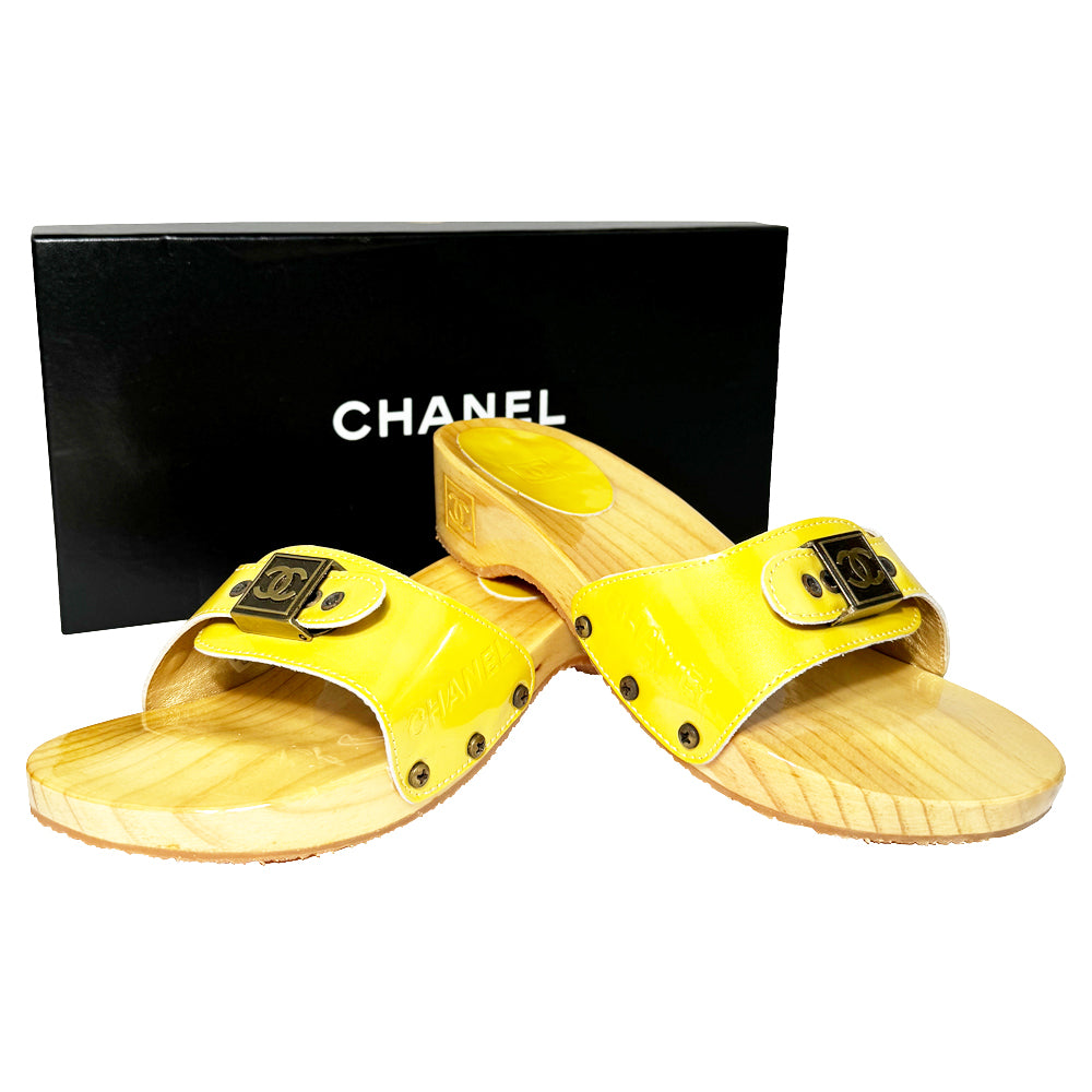 CHANEL Ladies Yellow Sandals Size UK3 LHQ292