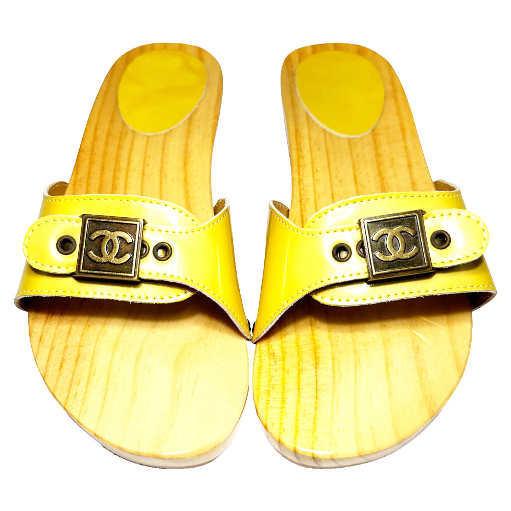 CHANEL Ladies Yellow Sandals Size UK3 LHQ292