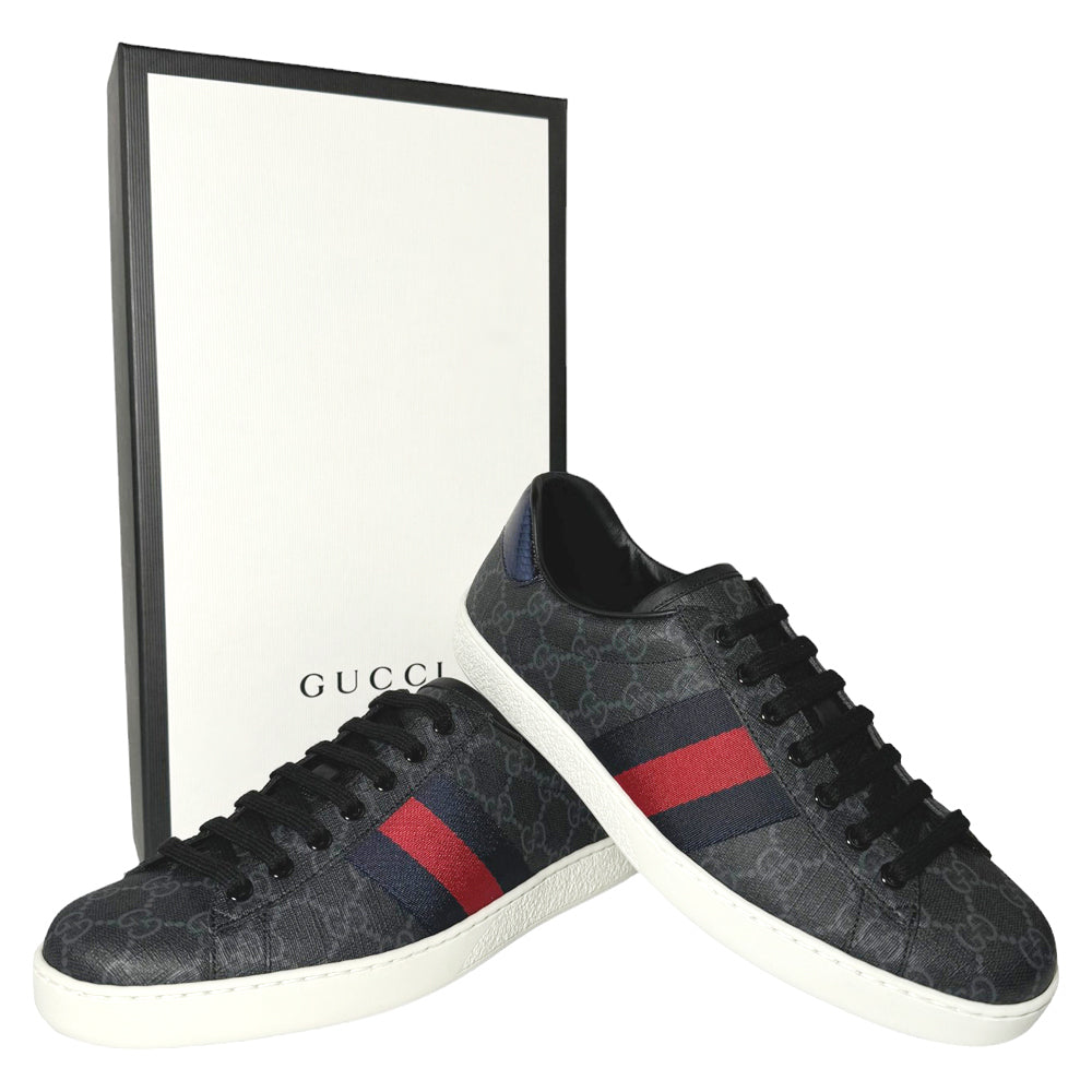 GUCCI GG Nero Supreme Uomo Scarpe da Ginnastica Taglia 7,5 UK LHQ294