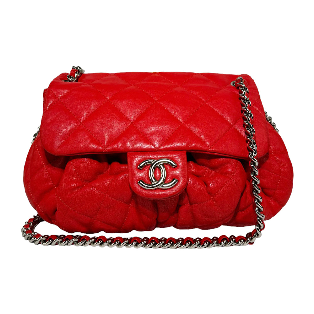 CHANEL Matelasse Chain Around Red Shoulder Bag LHQ297