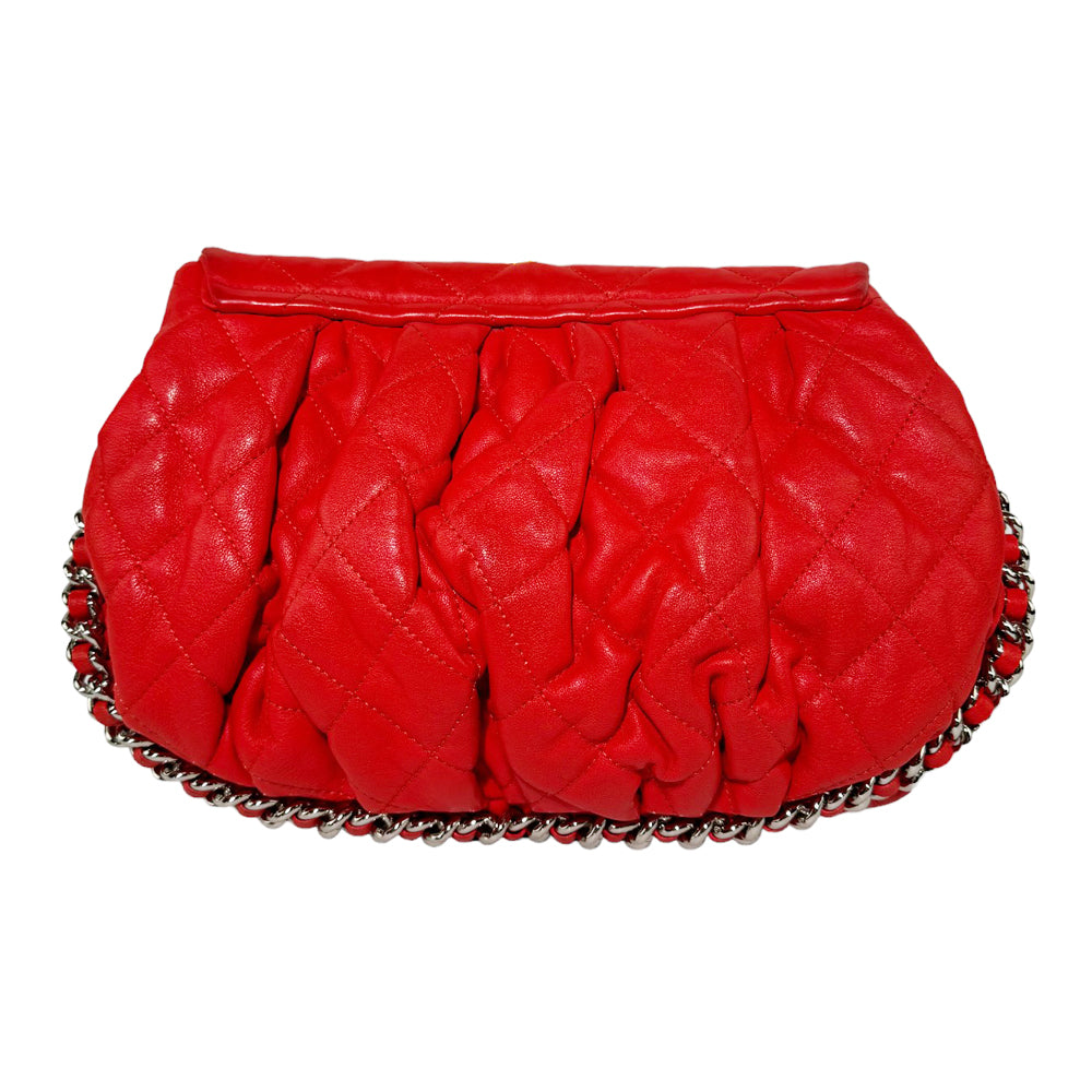 CHANEL Matelasse Chain Around Red Shoulder Bag LHQ297