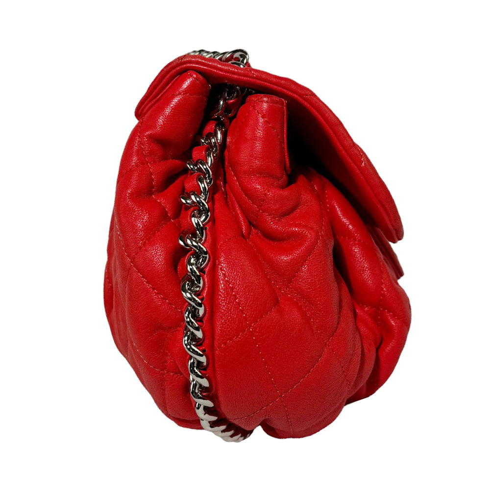 CHANEL Matelasse Chain Around Red Shoulder Bag LHQ297