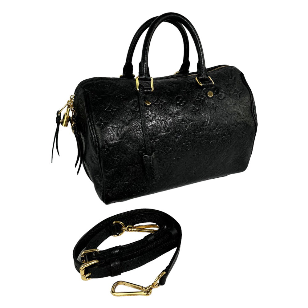 LOUIS VUITTON Speedy 30 Bandouliere Empreinte Noir Avec Bracelet LHQ300