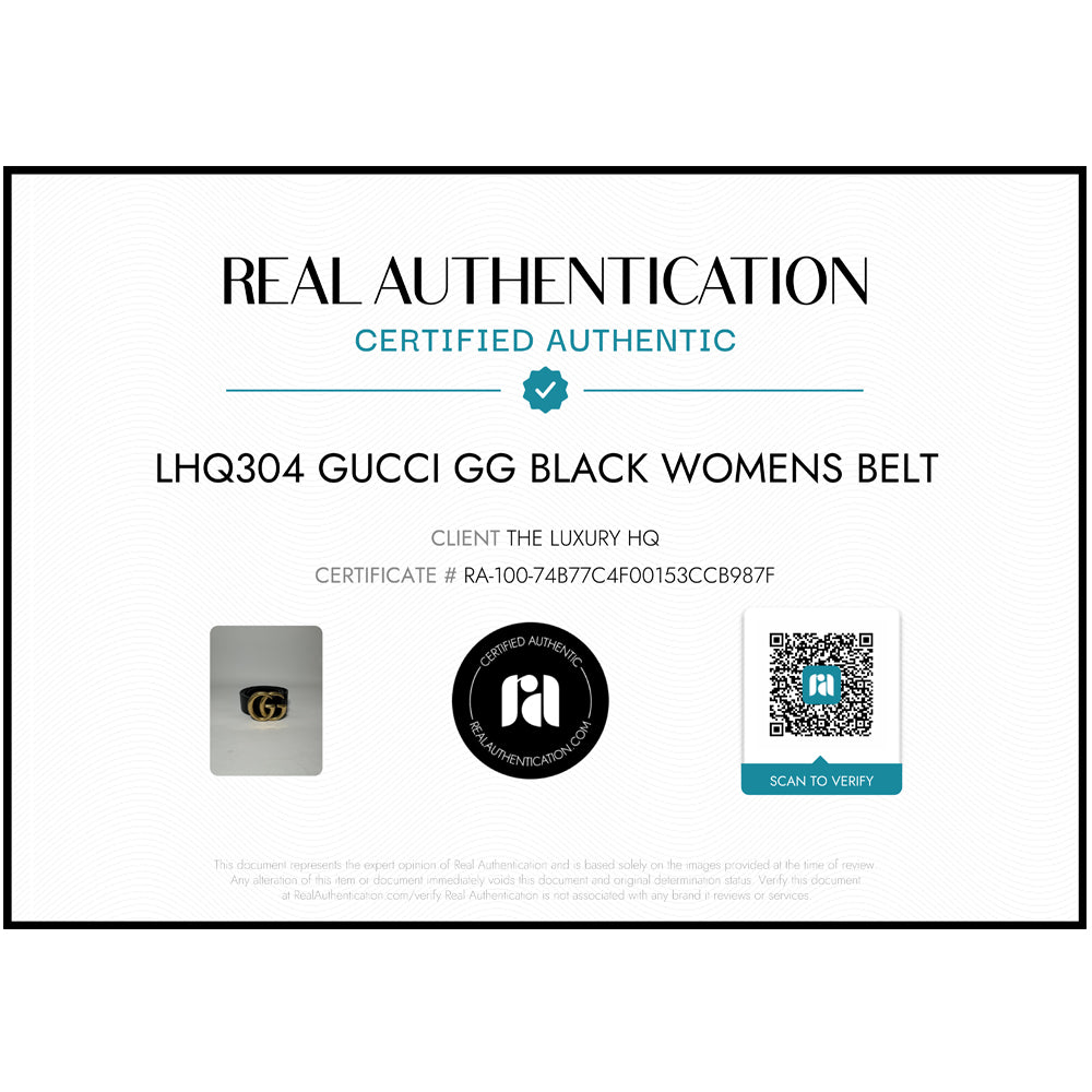 GUCCI GG Large Buckle Black Marmont Belt Size 75 LHQ39