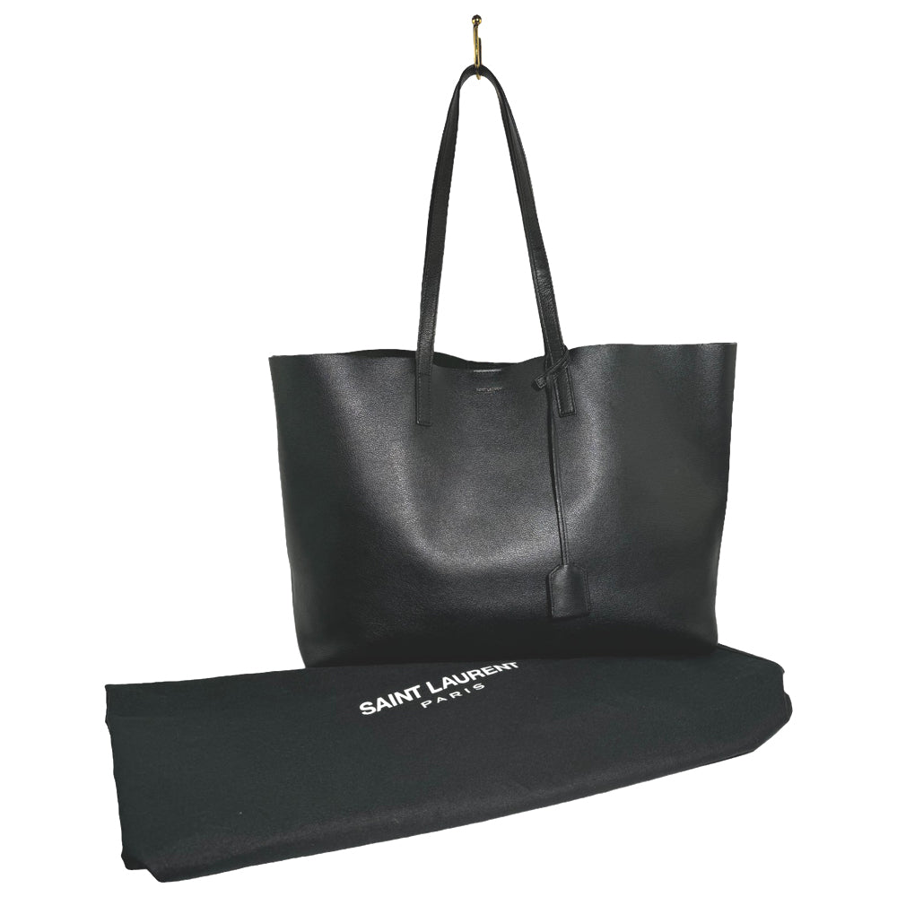 SAINT LAURENT Shopper Black Leather Tote Bag LHQ310