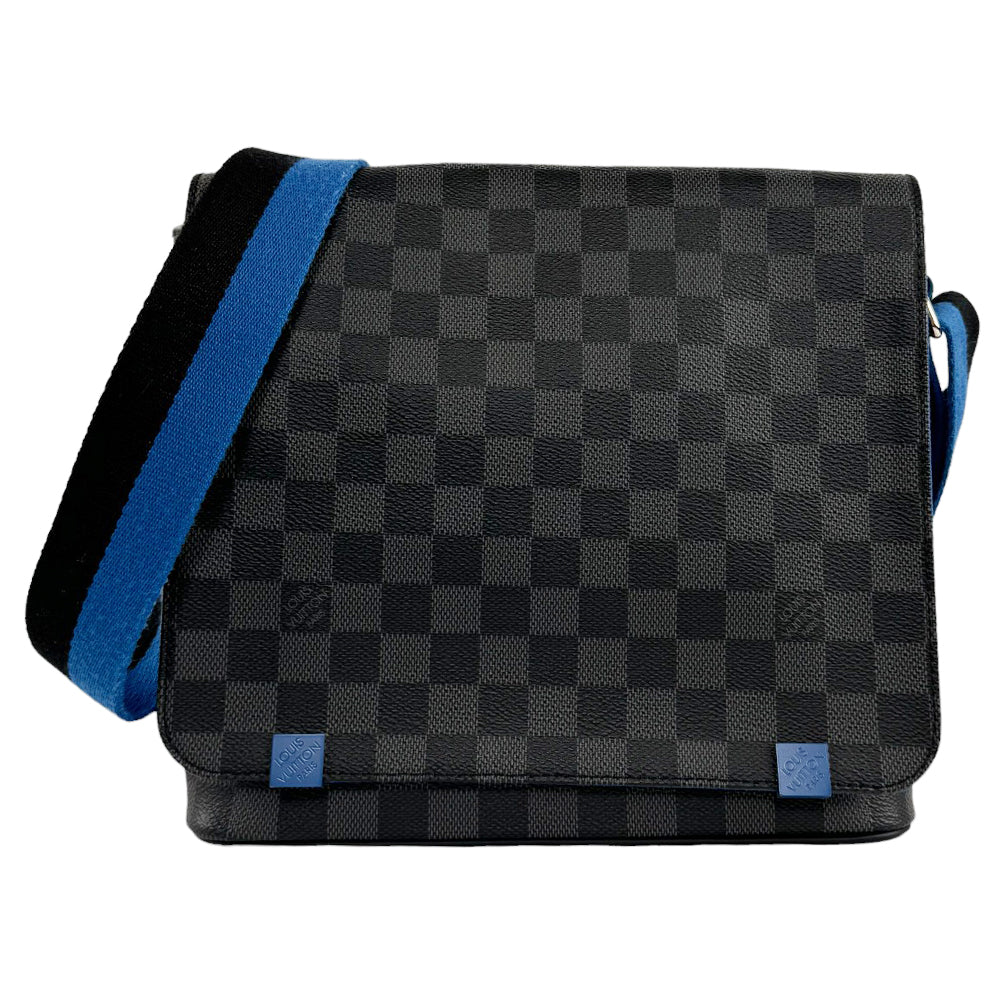 LOUIS VUITTON Damier Graphite District PM Blue Messenger LHQ322