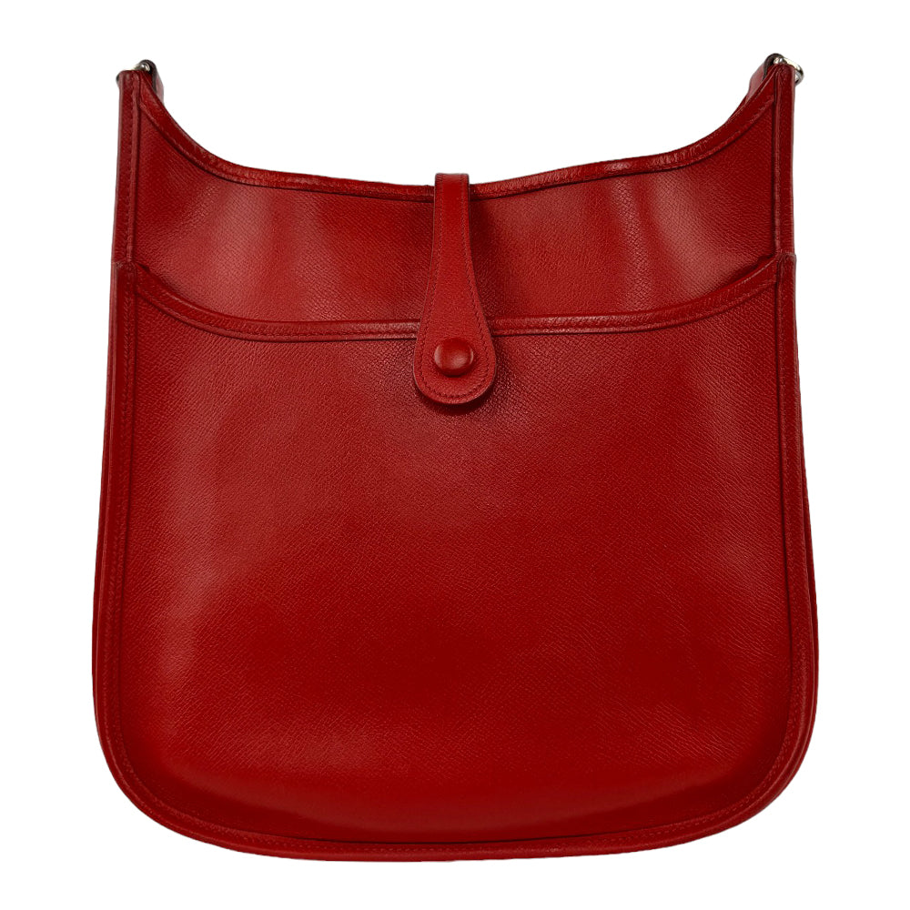 HERMES Evelyne II Red Leather Shoulder Bag LHQ324