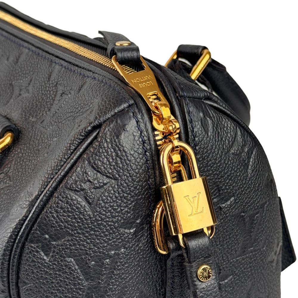 LOUIS VUITTON Speedy 30 Bandouliere Empreinte Noir Avec Bracelet LHQ300