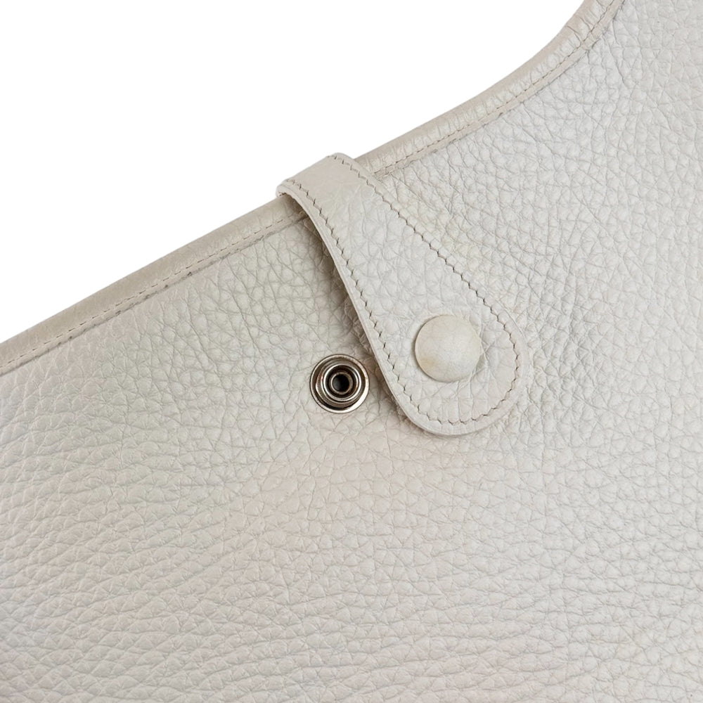 HERMES Evelyne I White Leather Shoulder Bag LHQ329