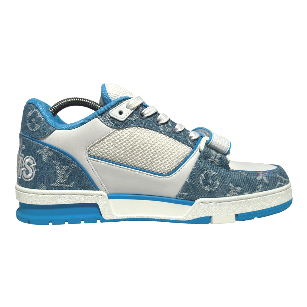 LOUIS VUITTON LV - Scarpe da ginnastica con cinturino in denim blu Taglia 10 UK LHQ144