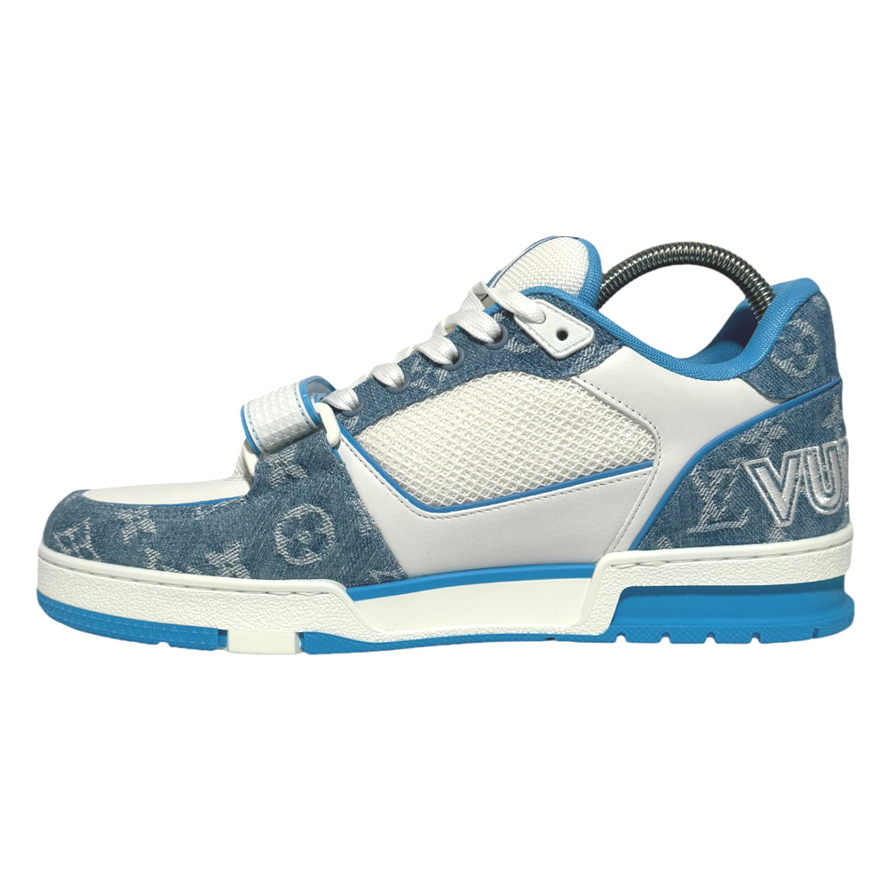 LOUIS VUITTON LV - Scarpe da ginnastica con cinturino in denim blu Taglia 10 UK LHQ144