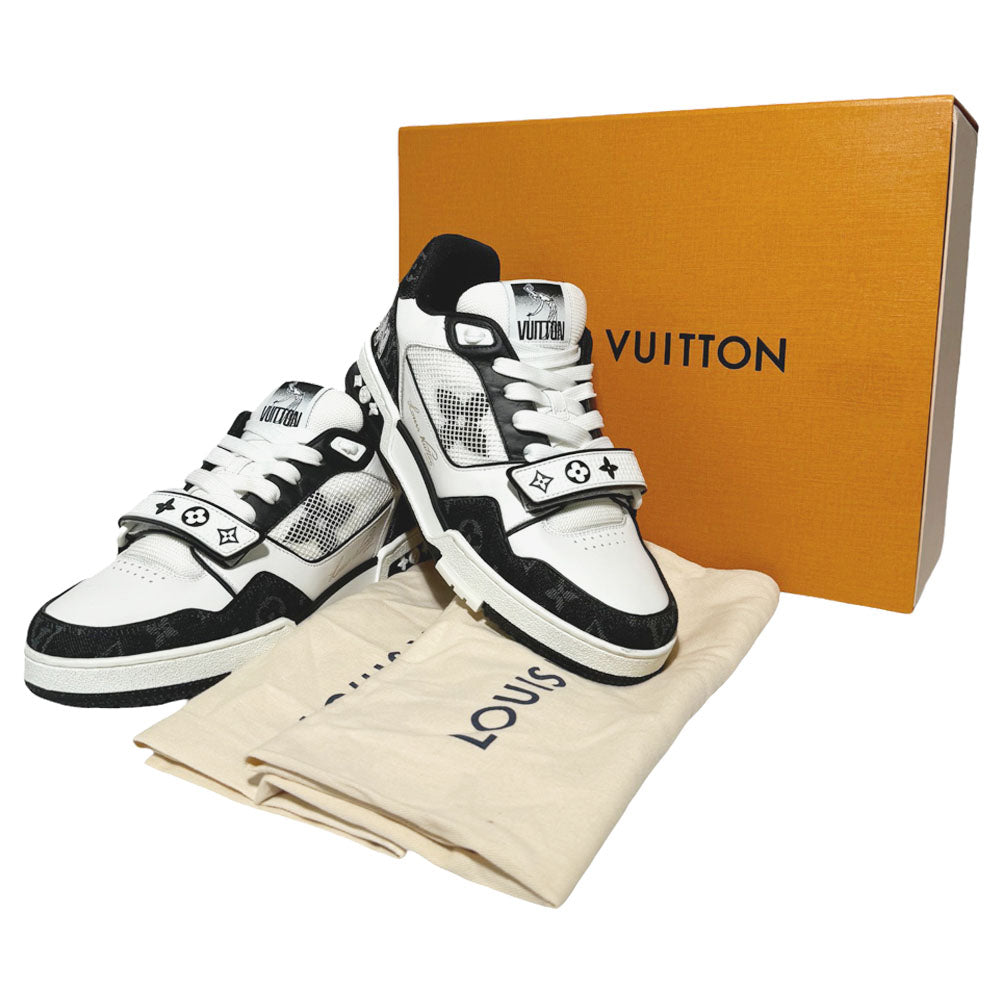 LOUIS VUITTON LV Sneakers Noir Denim Strap Trainers Size 7 UK LHQ185