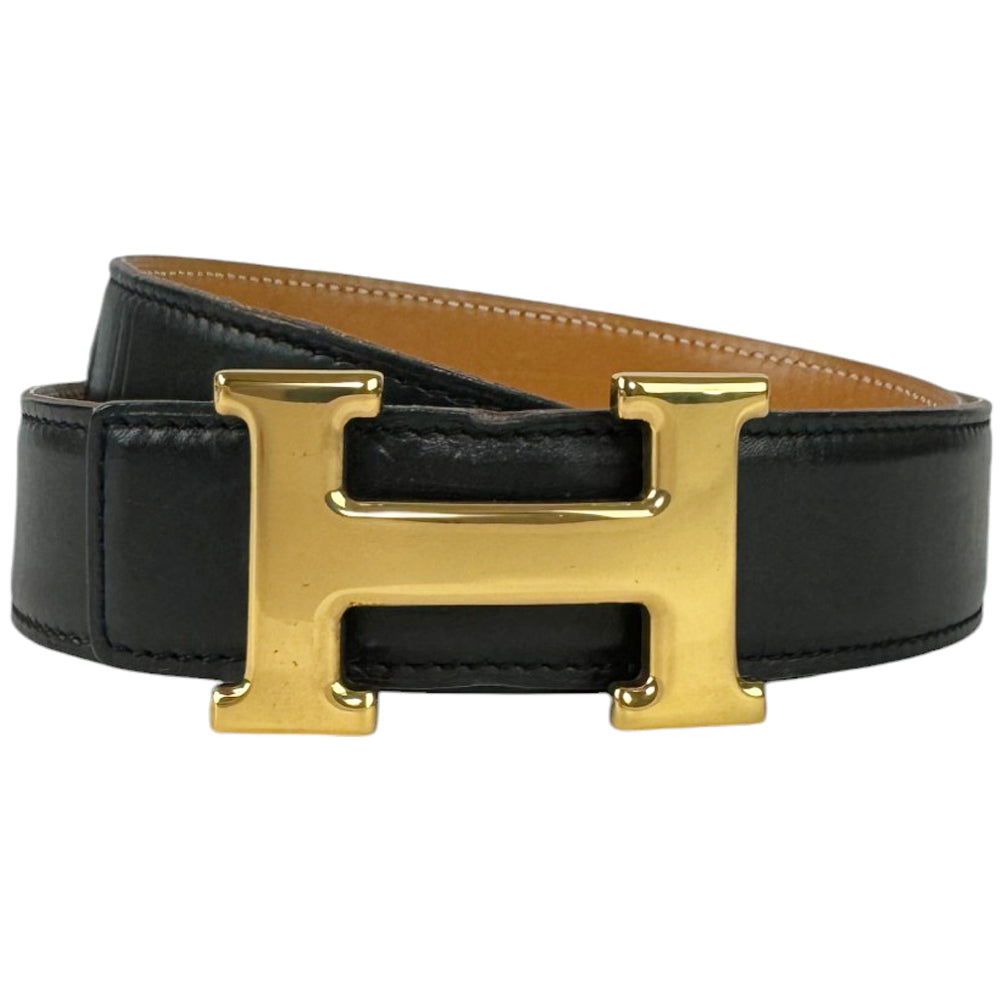 HERMES H Buckle Reversible Black Belt Size 70 LHQ336