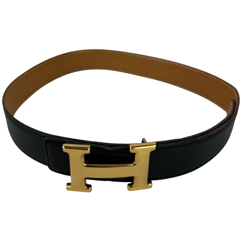 HERMES H Buckle Reversible Black Belt Size 70 LHQ336