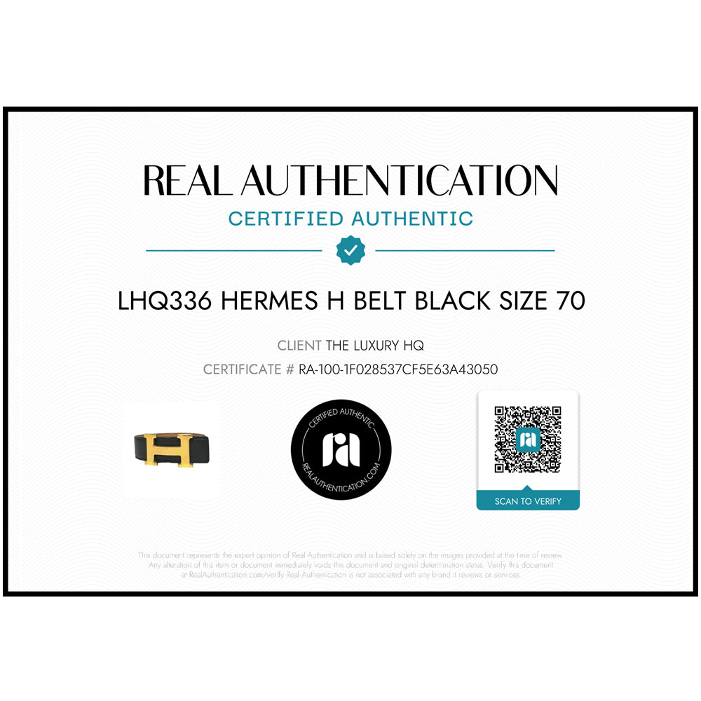 HERMES H Buckle Reversible Black Belt Size 70 LHQ336