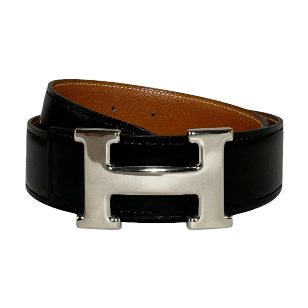 HERMES H Buckle Reversible Black Belt Size 65 LHQ337