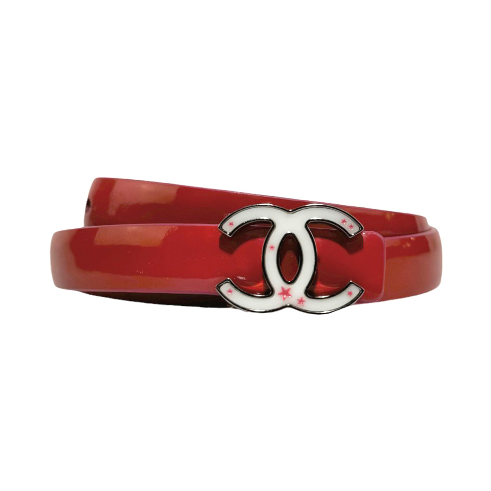 CHANEL Coco Red Belt Size 70 LHQ338