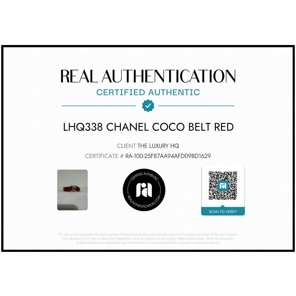 CHANEL Coco Red Belt Size 70 LHQ338