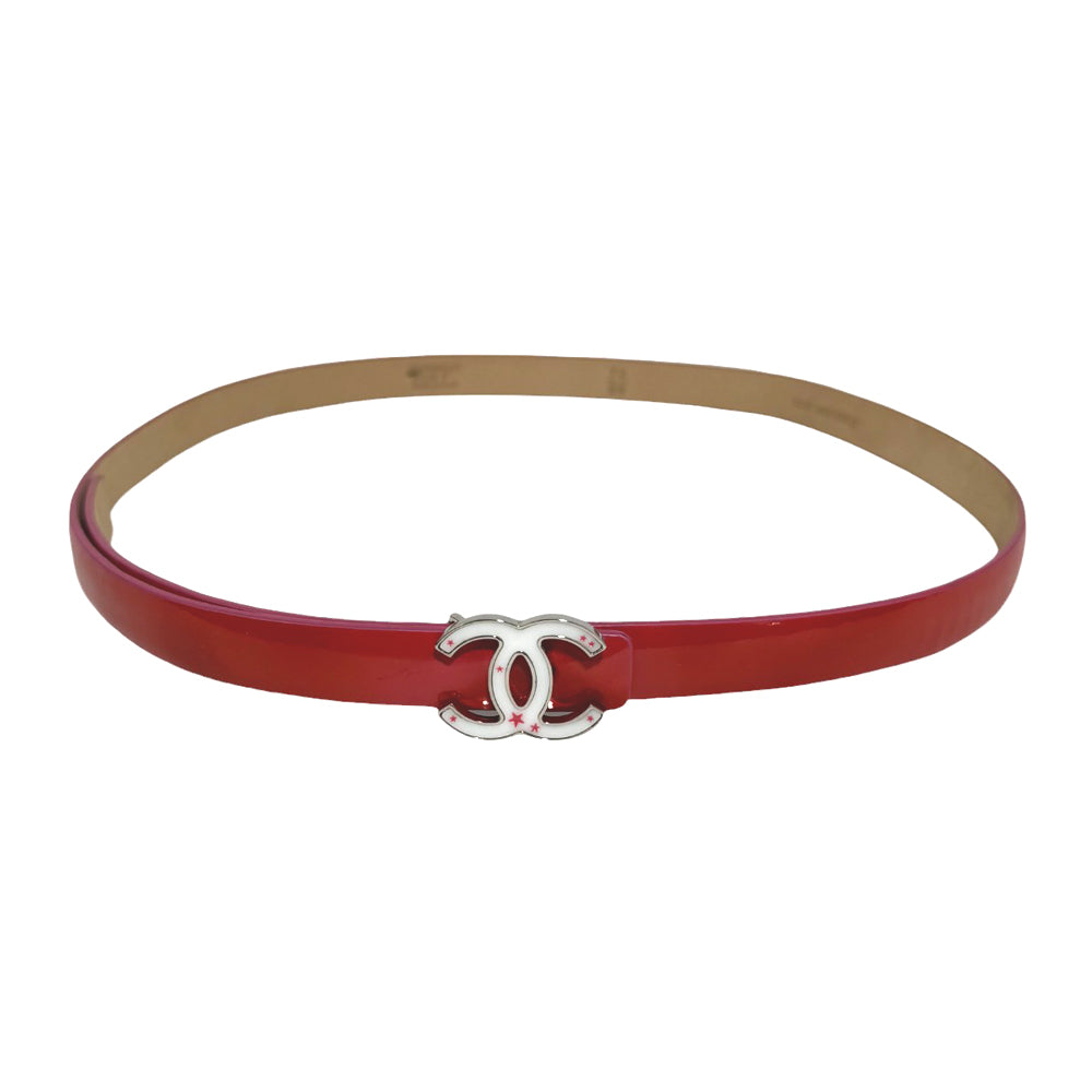 CHANEL Coco Red Belt Size 70 LHQ338