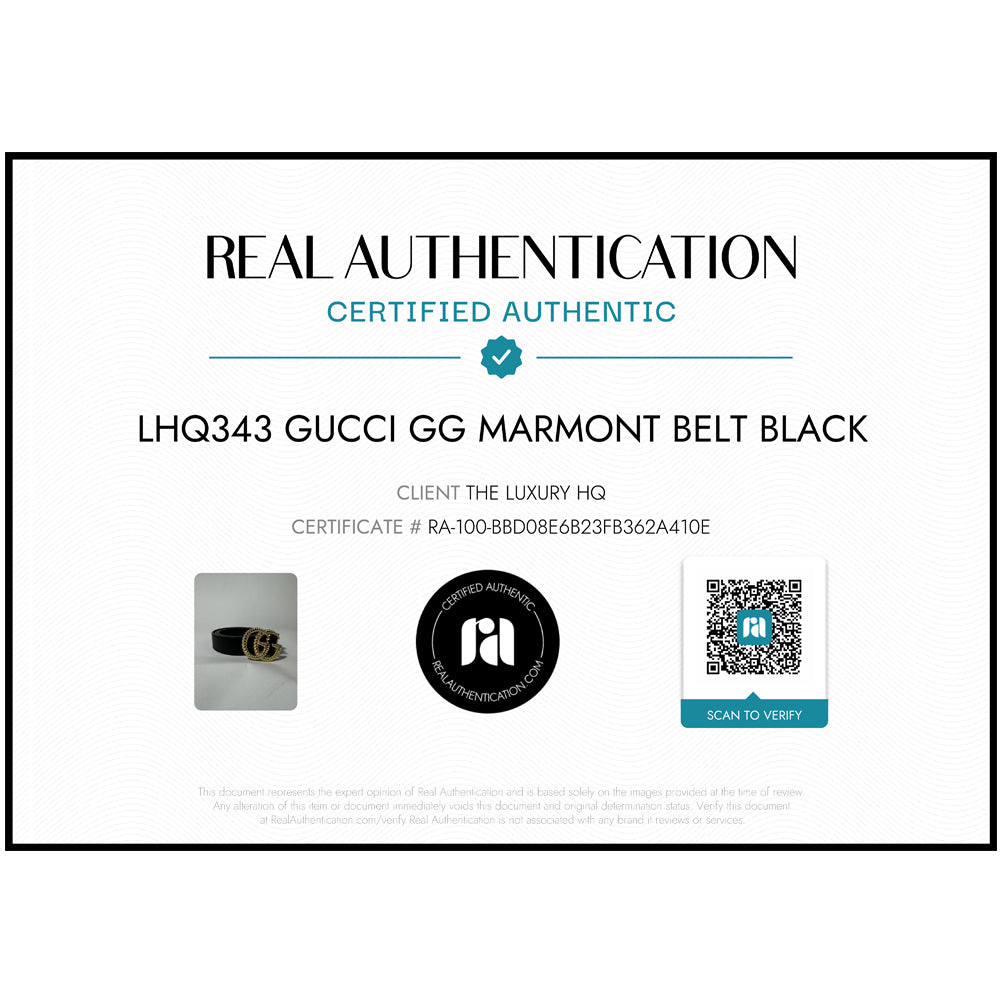 GUCCI GG Large Buckle Black Marmont Belt Size 75 LHQ39